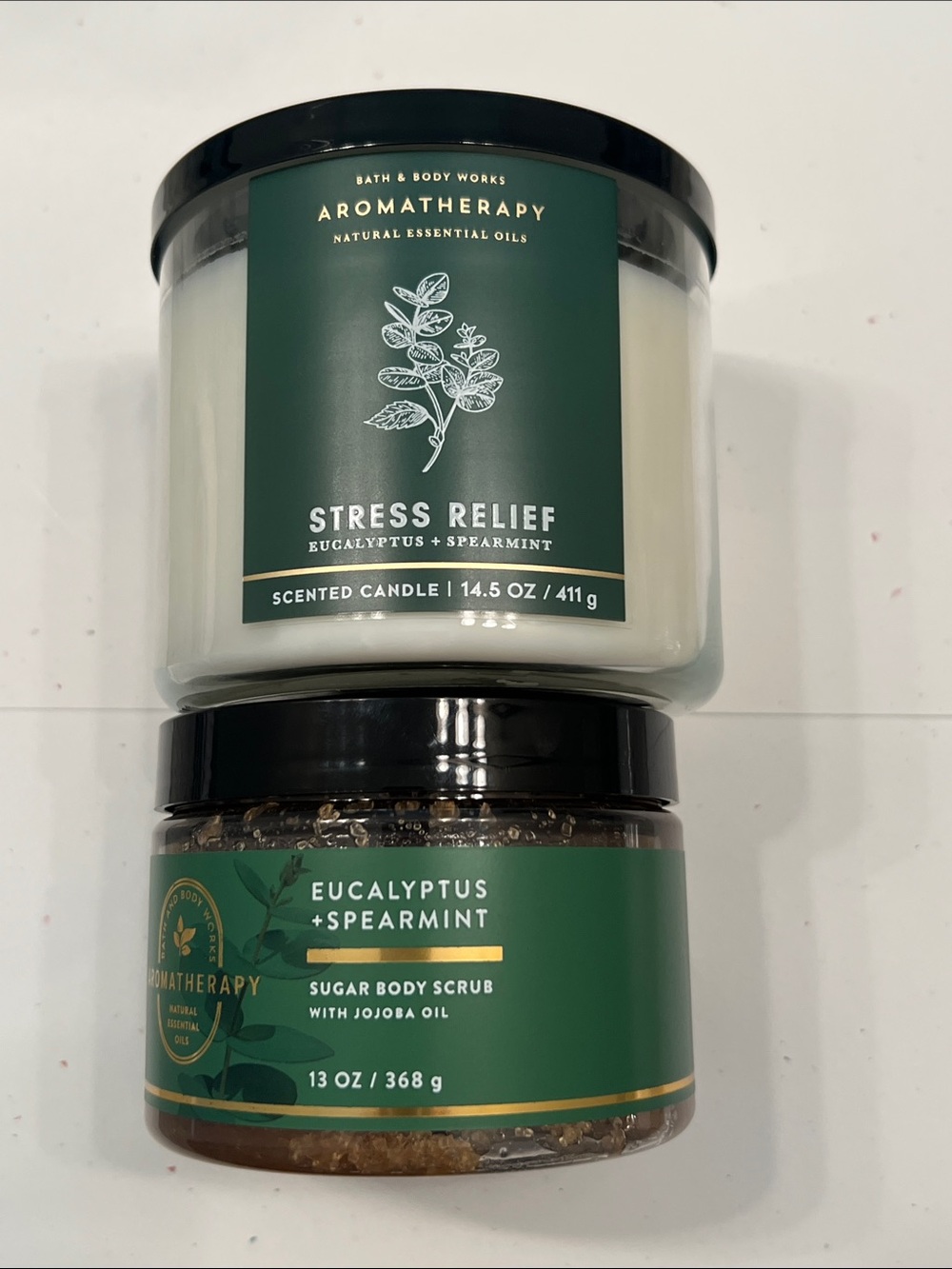 Bath & Body Works Aromatherapy Stress Relief Candle & Sugar Body Scrub Set(NWT)